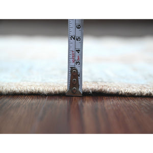 2'9"x9'6" Almond Brown, Afghan Angora Oushak with All Over Leaf Design, Vegetable Dyes, Hand Knotted, 100% Wool, Runner, Oriental Rug FWR120774