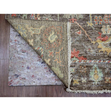 Load image into Gallery viewer, 3&#39;x5&#39;10&quot; Chocolate Brown, Afghan Angora Oushak With Colorful Leaf Design, Vegetable Dyes, Hand Knotted, Pure Wool, Short Runner, Oriental Rug FWR120828