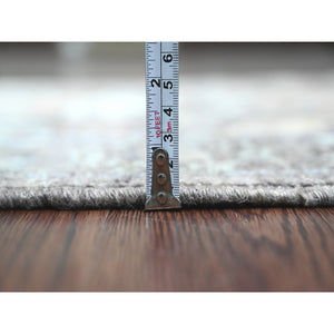 3'x5'10" Chocolate Brown, Afghan Angora Oushak With Colorful Leaf Design, Vegetable Dyes, Hand Knotted, Pure Wool, Short Runner, Oriental Rug FWR120828