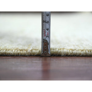 8'9"x11'7" Ecru Brown, Plain Solid Pattern, Hand Knotted, Hand Spun Ghazni Wool, Lush And Plush, Oriental Rug FWR120834