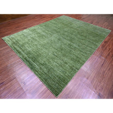 Load image into Gallery viewer, 8&#39;8&quot;x11&#39;6&quot; Basil Green, Hand Spun Ghazni Wool, Plain Solid Pattern, Hand Knotted, Lush And Plush, Oriental Rug FWR120840