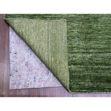 Load image into Gallery viewer, 8&#39;8&quot;x11&#39;6&quot; Basil Green, Hand Spun Ghazni Wool, Plain Solid Pattern, Hand Knotted, Lush And Plush, Oriental Rug FWR120840