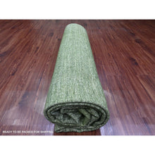 Load image into Gallery viewer, 8&#39;8&quot;x11&#39;6&quot; Basil Green, Hand Spun Ghazni Wool, Plain Solid Pattern, Hand Knotted, Lush And Plush, Oriental Rug FWR120840