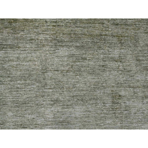 8'5"x11'5" Reseda Green, Hand Spun Ghazni Wool, Plain Solid Pattern, Hand Knotted, Lush And Plush, Oriental Rug FWR120852