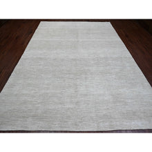 Load image into Gallery viewer, 8'7"x11'9" Cloud Gray, Plain Solid Pattern, Hand Knotted, Hand Spun Ghazni Wool, Lush And Plush, Oriental Rug FWR120858