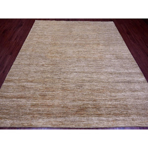 8'x9' Copper Brown, Hand Spun Ghazni Wool, Plain Solid Pattern, Hand Knotted, Lush and Plush, Squarish, Oriental Rug FWR120864