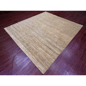 8'x9' Copper Brown, Hand Spun Ghazni Wool, Plain Solid Pattern, Hand Knotted, Lush and Plush, Squarish, Oriental Rug FWR120864