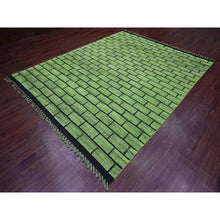 Load image into Gallery viewer, 8&#39;2&quot;x10&#39;6&quot; Pear Green, Hand Knotted, Moroccan Weave with All Over Brick Design, Pure Wool, Oriental Rug FWR120882