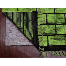 Load image into Gallery viewer, 8&#39;2&quot;x10&#39;6&quot; Pear Green, Hand Knotted, Moroccan Weave with All Over Brick Design, Pure Wool, Oriental Rug FWR120882