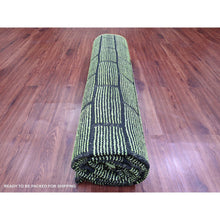 Load image into Gallery viewer, 8&#39;2&quot;x10&#39;6&quot; Pear Green, Hand Knotted, Moroccan Weave with All Over Brick Design, Pure Wool, Oriental Rug FWR120882