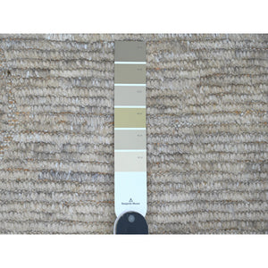 9'8"x14'7" Stone Gray, Moroccan Weave With Textured And Variegated Design, Hand Knotted, 100% Wool, Oriental Rug FWR120888