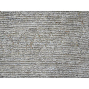 9'8"x14'7" Stone Gray, Moroccan Weave With Textured And Variegated Design, Hand Knotted, 100% Wool, Oriental Rug FWR120888