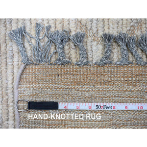 9'8"x14'7" Stone Gray, Moroccan Weave With Textured And Variegated Design, Hand Knotted, 100% Wool, Oriental Rug FWR120888