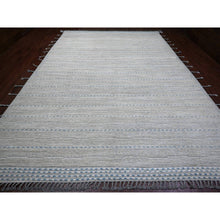 Load image into Gallery viewer, 10&#39;2&quot;x14&#39;7&quot; Oyster Gray, Moroccan Weave With Minimalist Line Design, Textured And Variegated Pile, Hand Knotted, 100% Wool, Oriental Rug FWR120894