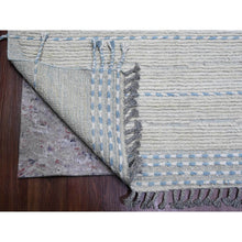 Load image into Gallery viewer, 10&#39;2&quot;x14&#39;7&quot; Oyster Gray, Moroccan Weave With Minimalist Line Design, Textured And Variegated Pile, Hand Knotted, 100% Wool, Oriental Rug FWR120894