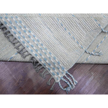 Load image into Gallery viewer, 10&#39;2&quot;x14&#39;7&quot; Oyster Gray, Moroccan Weave With Minimalist Line Design, Textured And Variegated Pile, Hand Knotted, 100% Wool, Oriental Rug FWR120894
