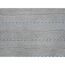 Load image into Gallery viewer, 10&#39;2&quot;x14&#39;7&quot; Oyster Gray, Moroccan Weave With Minimalist Line Design, Textured And Variegated Pile, Hand Knotted, 100% Wool, Oriental Rug FWR120894