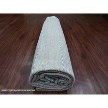 Load image into Gallery viewer, 10&#39;2&quot;x14&#39;7&quot; Oyster Gray, Moroccan Weave With Minimalist Line Design, Textured And Variegated Pile, Hand Knotted, 100% Wool, Oriental Rug FWR120894