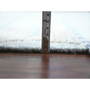 10'2"x14'7" Oyster Gray, Moroccan Weave With Minimalist Line Design, Textured And Variegated Pile, Hand Knotted, 100% Wool, Oriental Rug FWR120894