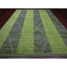 Load image into Gallery viewer, 11&#39;7&quot;x14&#39;8&quot; Shades Of Green, Modernistic Swedish Design And Weave, Criss Cross Pattern, 100% Wool, Hand Knotted, Oriental Rug FWR120900