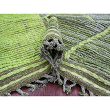 Load image into Gallery viewer, 11&#39;7&quot;x14&#39;8&quot; Shades Of Green, Modernistic Swedish Design And Weave, Criss Cross Pattern, 100% Wool, Hand Knotted, Oriental Rug FWR120900