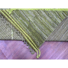 Load image into Gallery viewer, 11&#39;7&quot;x14&#39;8&quot; Shades Of Green, Modernistic Swedish Design And Weave, Criss Cross Pattern, 100% Wool, Hand Knotted, Oriental Rug FWR120900