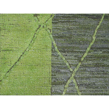 Load image into Gallery viewer, 11&#39;7&quot;x14&#39;8&quot; Shades Of Green, Modernistic Swedish Design And Weave, Criss Cross Pattern, 100% Wool, Hand Knotted, Oriental Rug FWR120900