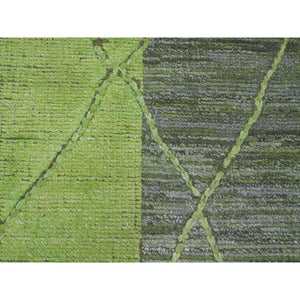 11'7"x14'8" Shades Of Green, Modernistic Swedish Design And Weave, Criss Cross Pattern, 100% Wool, Hand Knotted, Oriental Rug FWR120900