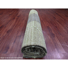 Load image into Gallery viewer, 11&#39;7&quot;x14&#39;8&quot; Shades Of Green, Modernistic Swedish Design And Weave, Criss Cross Pattern, 100% Wool, Hand Knotted, Oriental Rug FWR120900