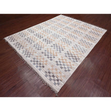 Load image into Gallery viewer, 8&#39;1&quot;x10&#39;5&quot; Chiffon White, Moroccan Weave with Soft and Balanced Colors Box Design, Hand Knotted, Soft Wool, Tone on Tone, Textured Pile, Oriental Rug FWR120906