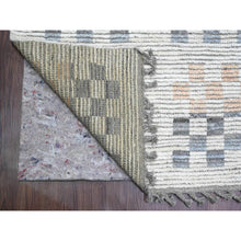Load image into Gallery viewer, 8&#39;1&quot;x10&#39;5&quot; Chiffon White, Moroccan Weave with Soft and Balanced Colors Box Design, Hand Knotted, Soft Wool, Tone on Tone, Textured Pile, Oriental Rug FWR120906
