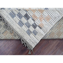 Load image into Gallery viewer, 8&#39;1&quot;x10&#39;5&quot; Chiffon White, Moroccan Weave with Soft and Balanced Colors Box Design, Hand Knotted, Soft Wool, Tone on Tone, Textured Pile, Oriental Rug FWR120906