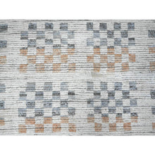 Load image into Gallery viewer, 8&#39;1&quot;x10&#39;5&quot; Chiffon White, Moroccan Weave with Soft and Balanced Colors Box Design, Hand Knotted, Soft Wool, Tone on Tone, Textured Pile, Oriental Rug FWR120906