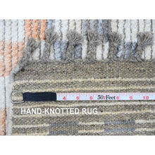Load image into Gallery viewer, 8&#39;1&quot;x10&#39;5&quot; Chiffon White, Moroccan Weave with Soft and Balanced Colors Box Design, Hand Knotted, Soft Wool, Tone on Tone, Textured Pile, Oriental Rug FWR120906