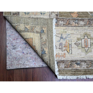10'x13'8" Cedar Brown, Serapi Heriz Revival, Vegetable Dyes, High Mountain Ghazni Wool, Soft Pile, Hand Knotted, Denser Weave, Oriental Rug FWR120924
