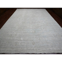 Load image into Gallery viewer, 11&#39;5&quot;x15&#39;9&quot; Chiffon White, Washed Out Serapi Heriz, High Mountain Ghazni Wool, Peshawar, Hand Knotted, Denser Weave, Oversized, Oriental Rug FWR120930
