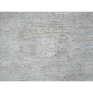 11'5"x15'9" Chiffon White, Washed Out Serapi Heriz, High Mountain Ghazni Wool, Peshawar, Hand Knotted, Denser Weave, Oversized, Oriental Rug FWR120930