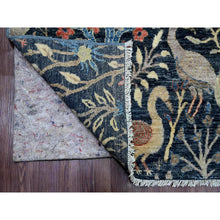 Load image into Gallery viewer, 8&#39;x10&#39; Space Cadet Blue, Afghan Peshawar with Birds of Paradise Design, Hand Knotted, Soft Wool, Vegetable Dyes, Oriental Rug FWR120948