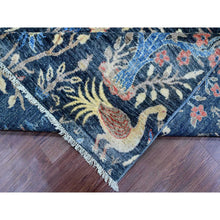 Load image into Gallery viewer, 8&#39;x10&#39; Space Cadet Blue, Afghan Peshawar with Birds of Paradise Design, Hand Knotted, Soft Wool, Vegetable Dyes, Oriental Rug FWR120948