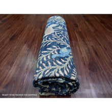 Load image into Gallery viewer, 8&#39;x10&#39; Space Cadet Blue, Afghan Peshawar with Birds of Paradise Design, Hand Knotted, Soft Wool, Vegetable Dyes, Oriental Rug FWR120948