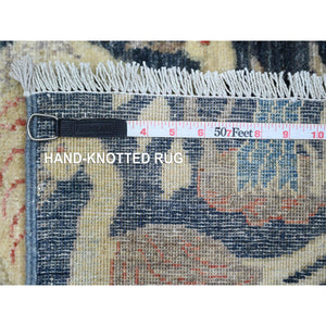8'x10' Space Cadet Blue, Afghan Peshawar with Birds of Paradise Design, Hand Knotted, Soft Wool, Vegetable Dyes, Oriental Rug FWR120948