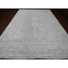 Load image into Gallery viewer, 9&#39;9&quot;x13&#39;2&quot; Stone Gray, Washed Out Peshawar with All Over Leaf Pattern, Hand Knotted, Natural Dyes, 100% Wool, Oriental Rug FWR120960