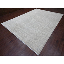 Load image into Gallery viewer, 9&#39;9&quot;x13&#39;2&quot; Stone Gray, Washed Out Peshawar with All Over Leaf Pattern, Hand Knotted, Natural Dyes, 100% Wool, Oriental Rug FWR120960