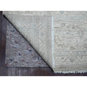9'9"x13'2" Stone Gray, Washed Out Peshawar with All Over Leaf Pattern, Hand Knotted, Natural Dyes, 100% Wool, Oriental Rug FWR120960