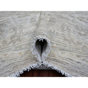 9'9"x13'2" Stone Gray, Washed Out Peshawar with All Over Leaf Pattern, Hand Knotted, Natural Dyes, 100% Wool, Oriental Rug FWR120960