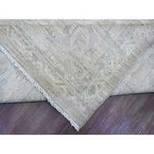 Load image into Gallery viewer, 9&#39;9&quot;x13&#39;2&quot; Stone Gray, Washed Out Peshawar with All Over Leaf Pattern, Hand Knotted, Natural Dyes, 100% Wool, Oriental Rug FWR120960