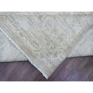 9'9"x13'2" Stone Gray, Washed Out Peshawar with All Over Leaf Pattern, Hand Knotted, Natural Dyes, 100% Wool, Oriental Rug FWR120960