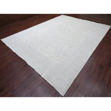 Load image into Gallery viewer, 10&#39;x13&#39; Pearl White, Stone Washed Peshawar With All Over Pattern, Hand Knotted, Vegetable Dyes, Pure Wool, Oriental Rug FWR120966