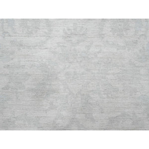 10'x13' Pearl White, Stone Washed Peshawar With All Over Pattern, Hand Knotted, Vegetable Dyes, Pure Wool, Oriental Rug FWR120966