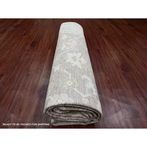 9'1"x11'4" Cedar Brown, Washed Out Peshawar With All Over Leaf Pattern, Natural Dyes, 100% Wool, Hand Knotted, Oriental Rug FWR120984